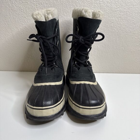 Sorel Caribou Insulated Waterproof Winter Snow Boots Womens Size 10 Black Tall - Picture 4 of 13